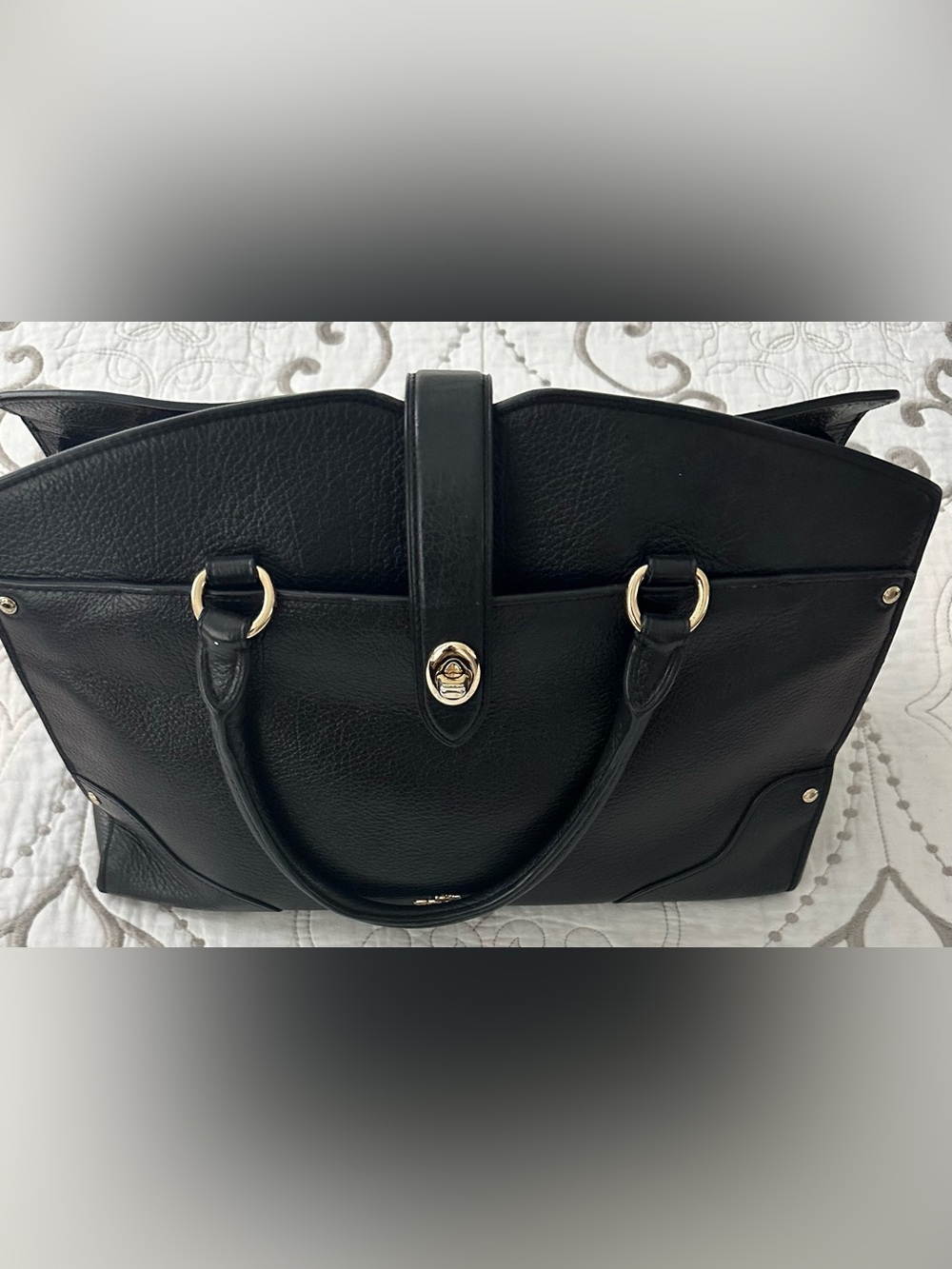 Coach Black Leather Satchel with Gold Hardware